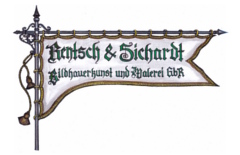 Andreas Rentsch 2015: Firmenlogo der Rentsch & Sichardt Bildhauerkunst und Malerei GbR, handcolorierte Fassung