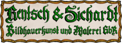 Andreas Rentsch, Anja Sichardt 2016: Schriftzug der Rentsch &amp; Sichardt Bildhauerkunst und Malerei GbR auf rechteckiger Leinwand