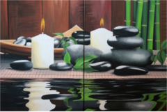 Stillleben, Kerze in Acrylfarben, Endzustand