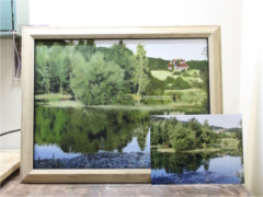 Anja Sichardt 2015: Landschaftsgemälde, Wald und See