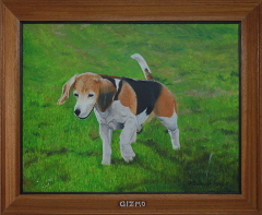 Anja Sichardt 2016: Beagle porträtiert, Acrylgemälde auf Leinwand