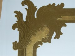 Polimentglanz-, mattvergoldung, Barockrahmen, Ausschnitt